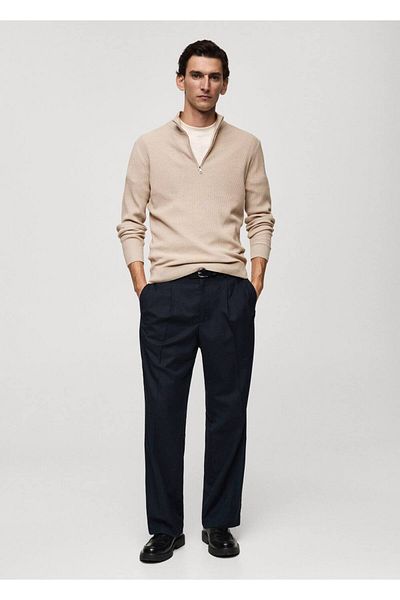 MANGO Man Gestrickter Pullover aus Baumwollmischung mit Kordel