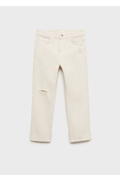 MANGO Kids Διακοσμητικό τζιν με σκισίματα και ίσιο κόψιμο