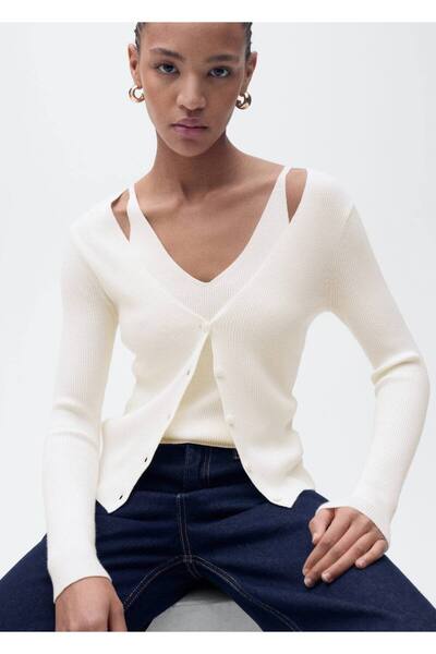 MANGO Woman V-neck knitwear cardigan