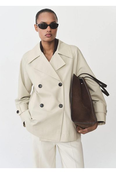 MANGO Woman Cotton Double Button Parka
