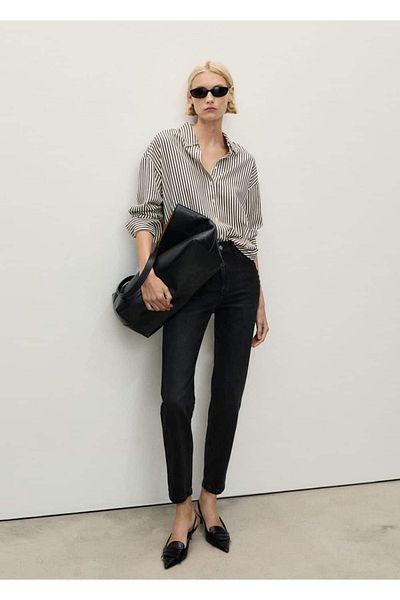 MANGO Woman Newmom Confort High Waisted Jean Trousers