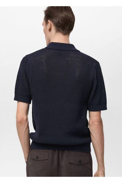 MANGO Man Ajur örgü pamuklu gömlek