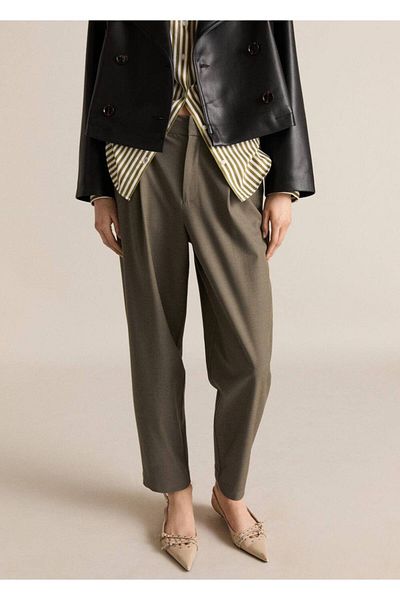 MANGO Woman Straight Cut Mid-Waisted Trousers