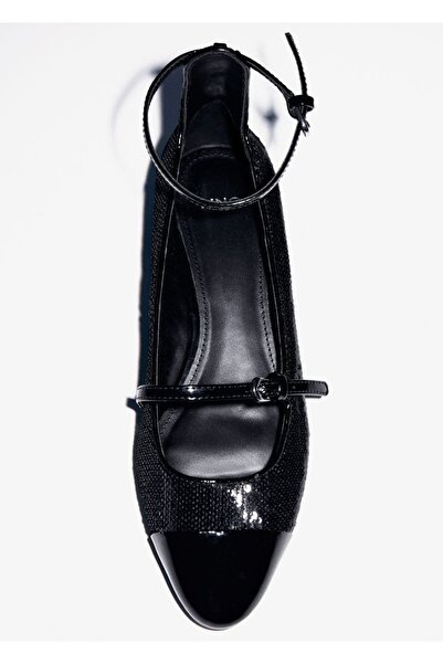 MANGO Woman Payetli blok topuklu ayakkabı