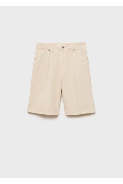 MANGO Woman Yüksek belli rinse wash bermuda şort