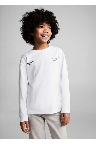 MANGO Kids Βαμβακερό μπλουζάκι με σχέδιο βάρκα
