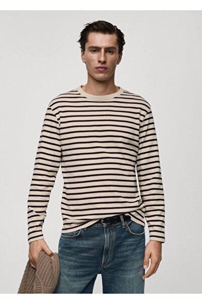 MANGO Man Tricou cu dungi 100% bumbac
