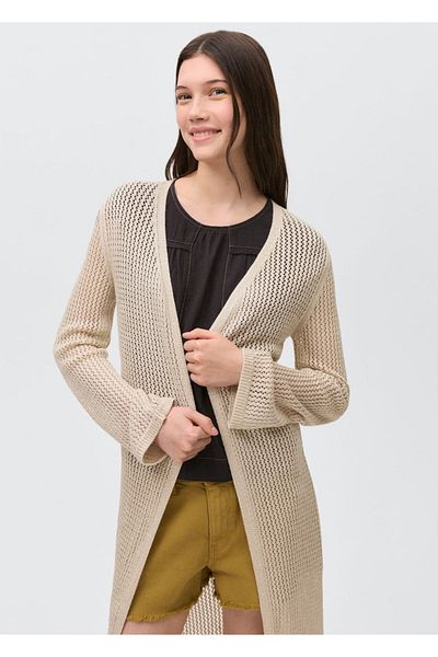 Mango Teen Cardigan lung tricotat ajurat