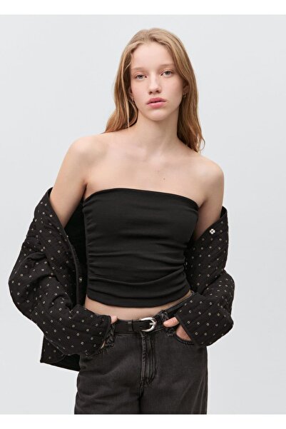 Mango Teen Μπλούζα στράπλες Ponte