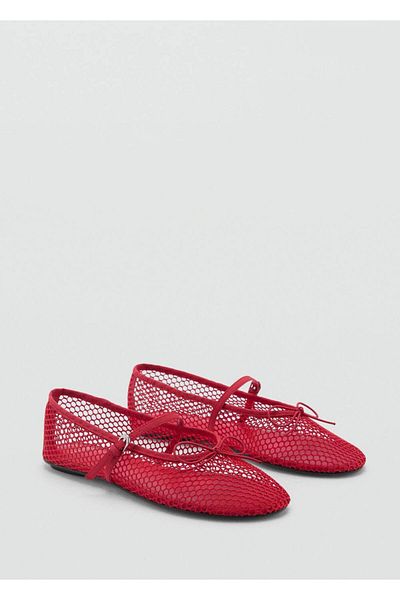 MANGO Woman Mesh Ballerinas with Buckle Strap