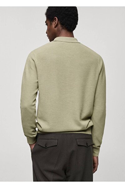 MANGO Man Mikro yapılı pamuklu triko polo kazak