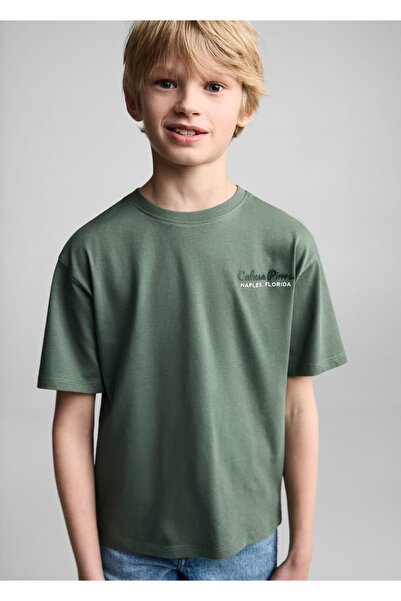 MANGO Kids Pamuk karışımlı desenli tişört