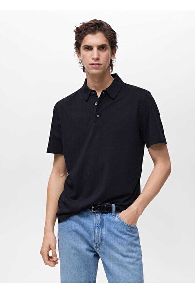 MANGO Man Βαμβακερό πικέ πουκάμισο πόλο με λεπτή εφαρμογή