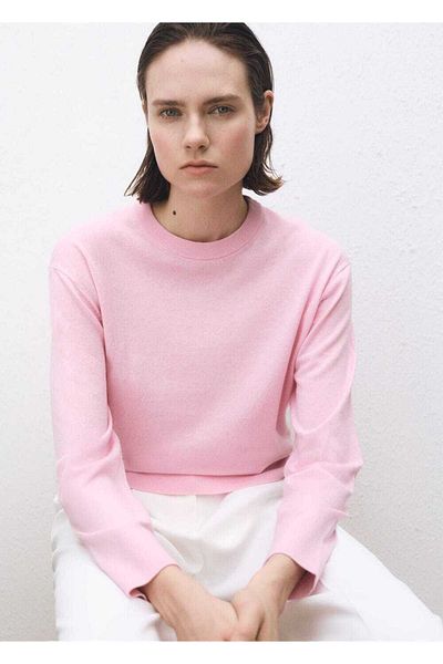 MANGO Woman Round Neck Wool Blended Sweater
