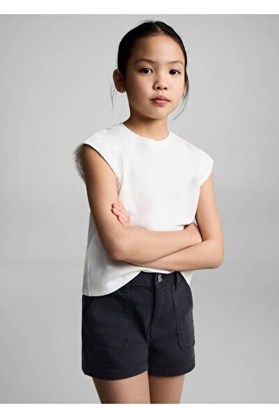 MANGO Kids Düz kesim denim şort