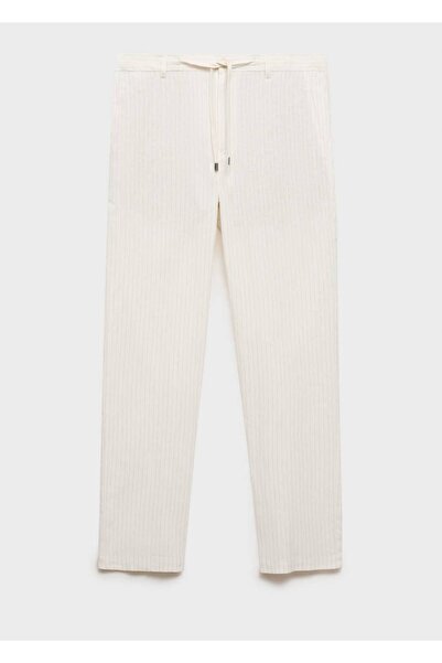 MANGO Man İnce çizgili keten pantolon