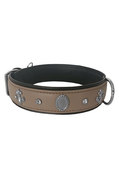 Angoravi Dog Collar with Stones and Mirror 49-55 cm Large Tan