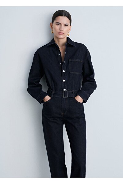 MANGO Woman Rinse wash kemerli denim tulum