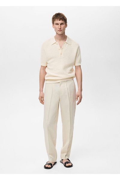 MANGO Man Openwork Cotton Knitwear Polo Shirt