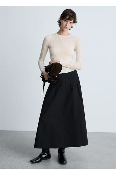 MANGO Woman Round neck rib sweater