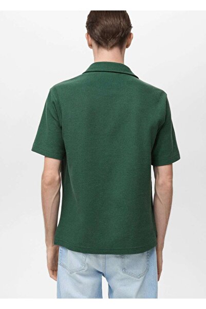 MANGO Man Kalıplı ribana pamuklu polo gömlek