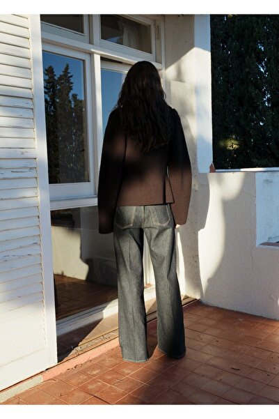 MANGO Woman Yüksek bel wideleg rinse wash jean