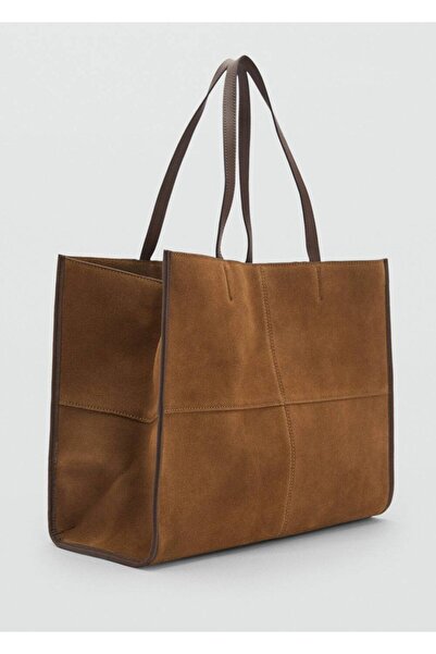 MANGO Woman Shopper-Tasche aus genähtem Leder