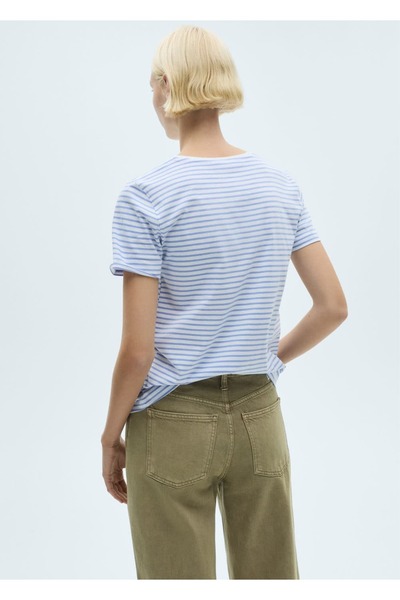 MANGO Woman Ριγέ κοντομάνικο μπλουζάκι