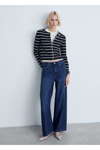 MANGO Woman Cardigan tricotat cu dungi