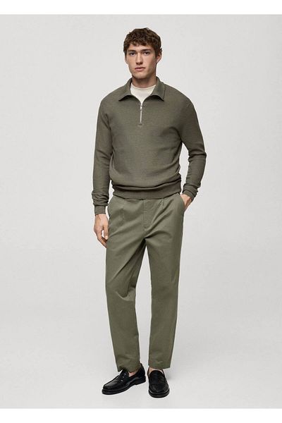 MANGO Man Microstructure Zipper Collar Sweater