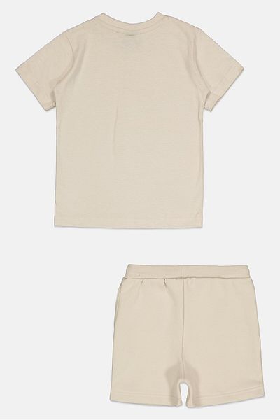 Nicce Toddlers Boy 2 Pieces Brand Logo Short Sleeve T-shirt And Shorts Set, Beige