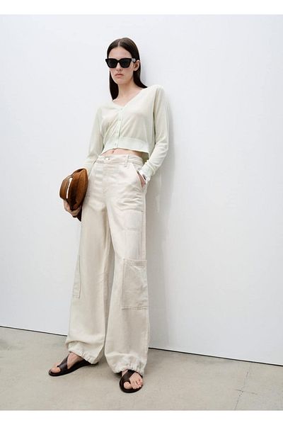 MANGO Woman Knitwear Crop Translucent Cardigan
