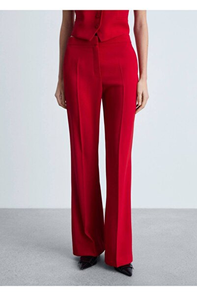 MANGO Woman بنطلون قماش Wideleg