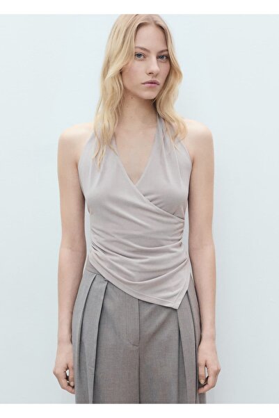 MANGO Woman Μπλούζα με διπλό στήθος με λαιμόκοψη