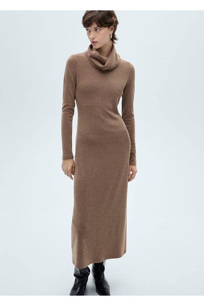 MANGO Woman Dzianinowa sukienka z golfem