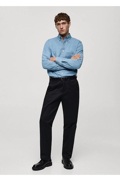 MANGO Man Cămașă din denim cu tăietură normală