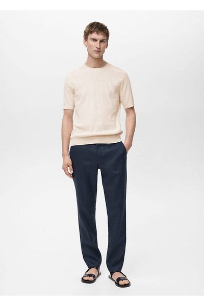 MANGO Man Gestreiftes gewebtes T-Shirt