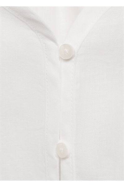 MANGO Baby Μπλούζα με βολάν σε λινό μείγμα