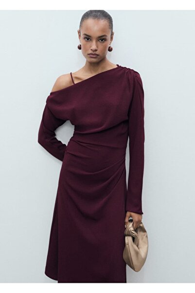 MANGO Woman Asimetrik midi elbise