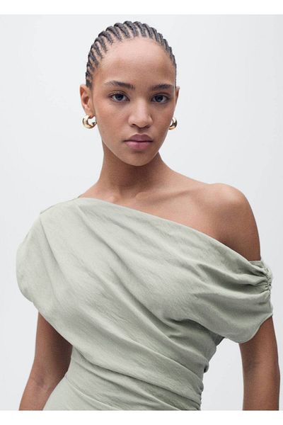 MANGO Woman Short Asymmetrical Draped Dress