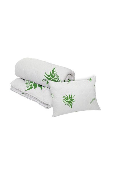ALCAM Aloe Vera Essence Set, Microfiber Pillow 50x70 Cm And Quilted Duvet 350g/sqm, 140x200 Cm