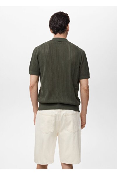 MANGO Man Çizgili kalıplı ajur örgü gömlek