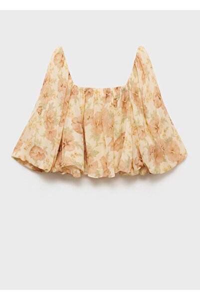 MANGO Woman Sırtı açık çiçekli bluz