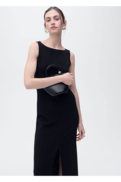 MANGO Woman Kayık yaka örgü elbise