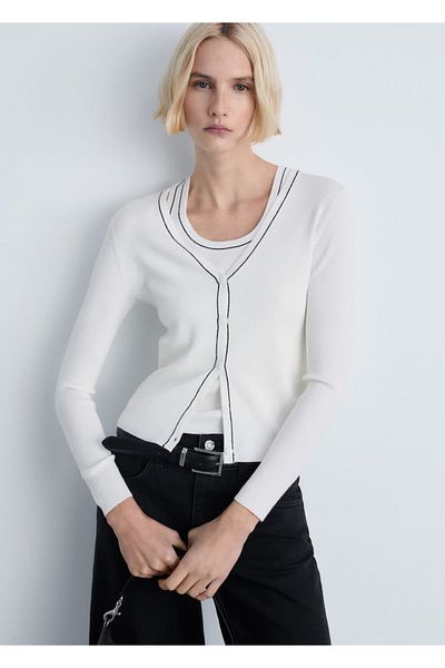 MANGO Woman V-neck knitwear cardigan