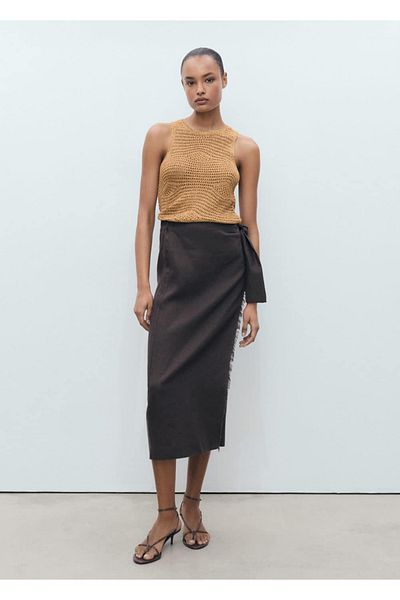 MANGO Woman Μπλούζα με διάτρητη πλεκτή lureks