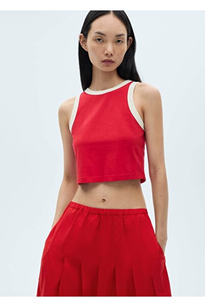 MANGO Woman Blouse with Contrast Trim