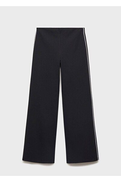 MANGO Woman Kontrast çizgili triko pantolon