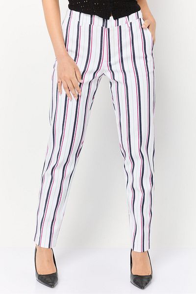 Scotch & Soda Women Regular Fit Stripe Dress Pants, Multicolor