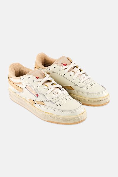 Reebok Kids Boy Club C Revenge Lace Up Tennis Shoes, Beige